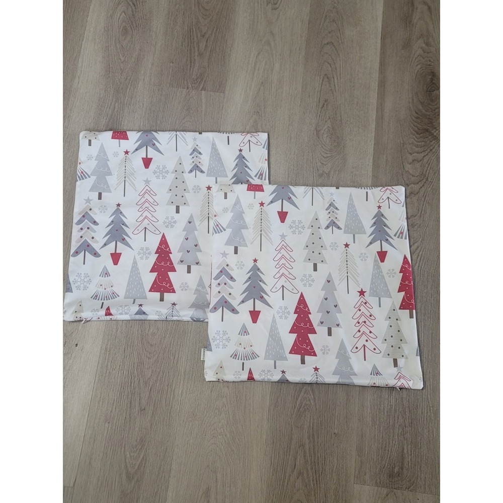 Emvency Set of 2 Christmas Throw Pillow Covers 18x18 Holiday Trees Snowflakes